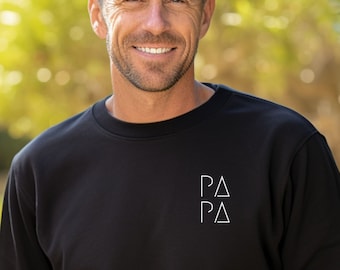 Stylish dad long-sleeved sweatshirt in black, trendy father outfit, high-quality cotton, cozy fashionable, ideal gift for fathers