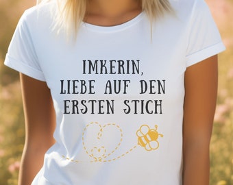 Leidenschaftliche Imkerin T-Shirt, 'Liebe auf den ersten Stich' Motiv, Modisch Elegantes Damenoberteil, Perfektes Geschenk für Bienenfreunde