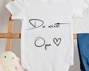 Großvater Ankündigung Baby Body, 'Du wirst Opa' Überraschung, Weißer Bio-Baumwollstrampler, Einzigartiges Geschenk werdende Großeltern