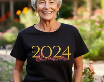 T-shirt personnalisé de grand-mère | Choisissez votre année | Cadeau parfait pour les grands-mères | Nouvelle mamie | Cadeau d'anniversaire de grand-mère