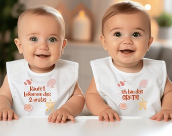 Organic Cotton Bibs for Twins - Gift for Twins | Baby Bib | Sibling gift