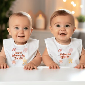 Bio-Baumwolle Lätzchen für Zwillinge Geschenk für Zwillinge Baby Lätzchen Geschwistergeschenk Bild 1