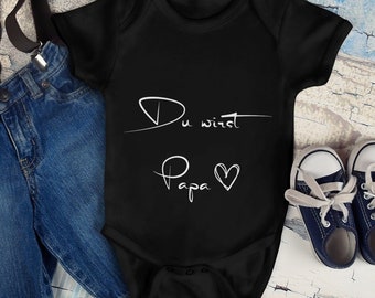 Baby bodysuit "You're going to be a daddy" short sleeve, pregnancy announcement top, cuddly surprise cotton bodysuit, white, pink short sleeve baby suite