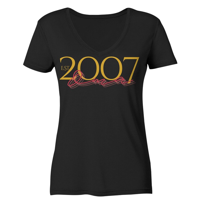 Chemise grand-mère personnalisable Col en V Coton biologique Choisissez votre année et célébrez les moments spéciaux de grand-mère ! Noir