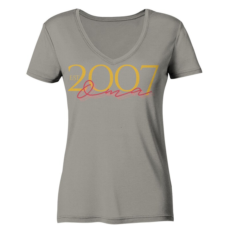 Chemise grand-mère personnalisable Col en V Coton biologique Choisissez votre année et célébrez les moments spéciaux de grand-mère ! Light Grey