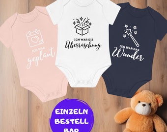 Baby Body Triplets Planned, Surprise, Miracle, Can Be Ordered Individually, Announcement Triplets Triplet Bodysuits