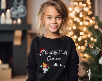 Winterliches Kinder Sweatshirt für Schneeballschlachtchampions, kuscheliges schwarzes langarm Shirt, weihnachtliches advents Kinder Top