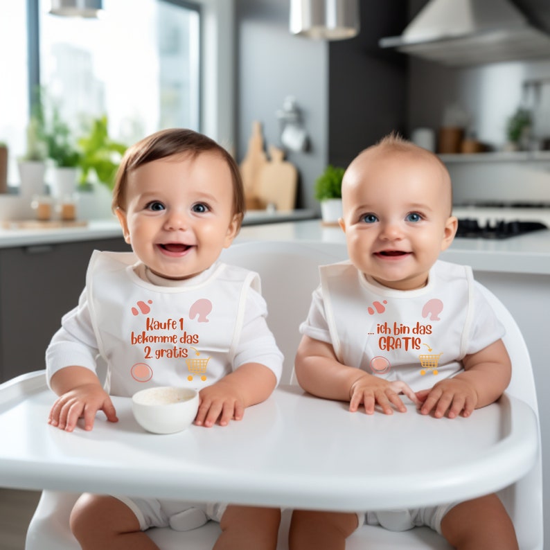 Bio-Baumwolle Lätzchen für Zwillinge Geschenk für Zwillinge Baby Lätzchen Geschwistergeschenk Bild 2