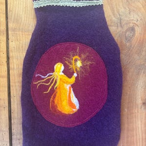Hot water bottle cover, wool felt/ hot water bottle/ felted
