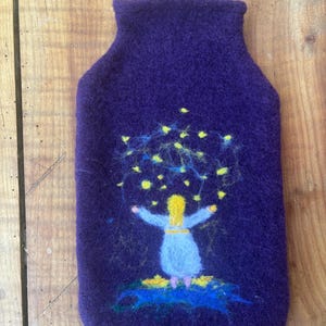Hot water bottle cover, wool felt/ hot water bottle/ felted