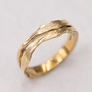 14K solid gold Zweig Band Baumring Rinde Band Zweig Ring Natur Eheringe Herren Ehering Damen Ehering