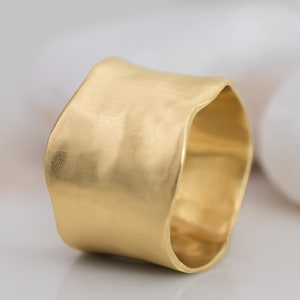 14k gold wide ring, cigar ring, rustic ring, 13 mm wide ring, wide hammered ring, woman's wedding ring