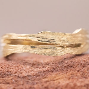 14K massives Gold Zweig Band Baum Ring Rinde Band Ast Ring Natur Eheringe Männer Ehering Frauen Ehering