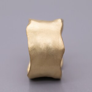 14k gold wide ring, cigar ring, rustic ring, 13 mm wide ring, wide hammered ring, woman's wedding ring