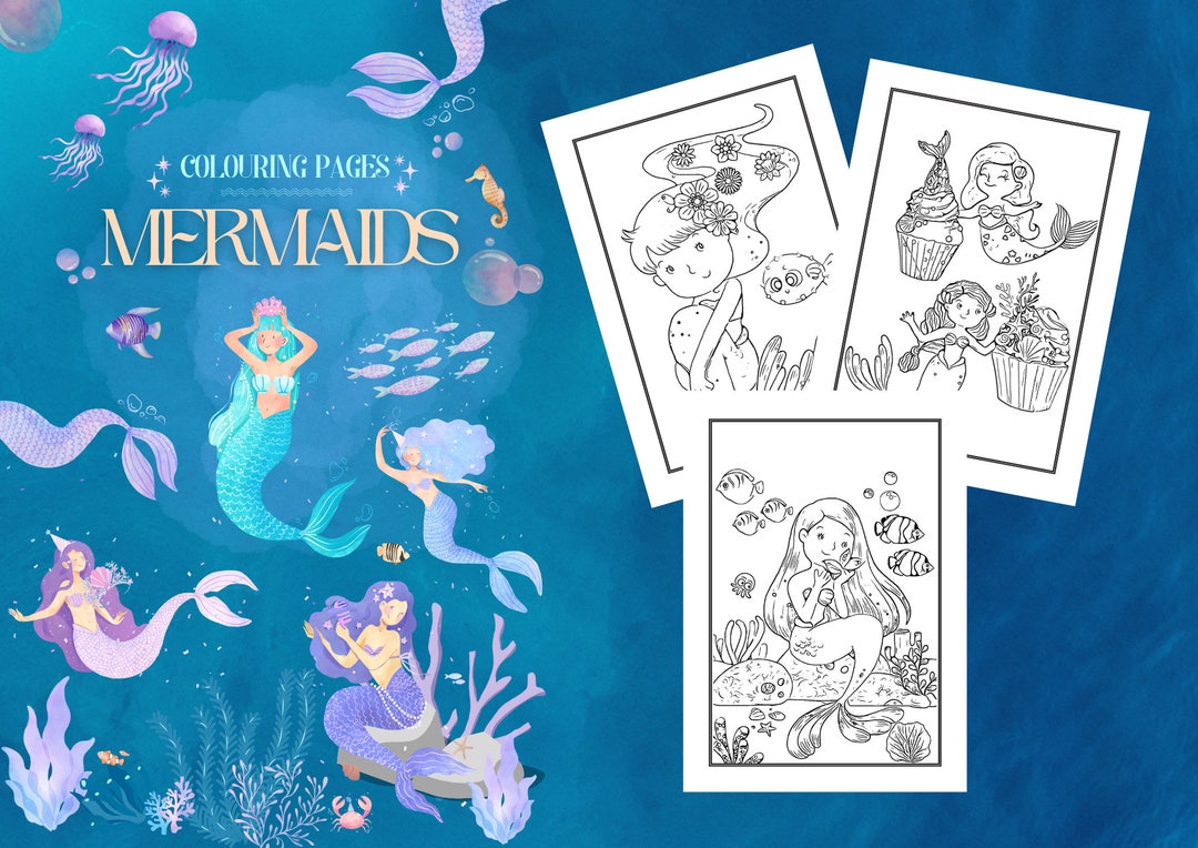 Mermaid Colouring Pages - Printable Mermaid Colouring Book - Mermaid Coloring Pages - Coloring ...