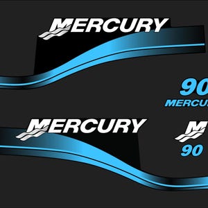 Reproduction d&#39;un jeu d&#39;autocollants pour moteur hors-bord Mercury 90 CV 4 temps 1999-2006