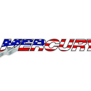 X2 Mercury outboard decal.  American flag 14&quot;x 2.6&quot;