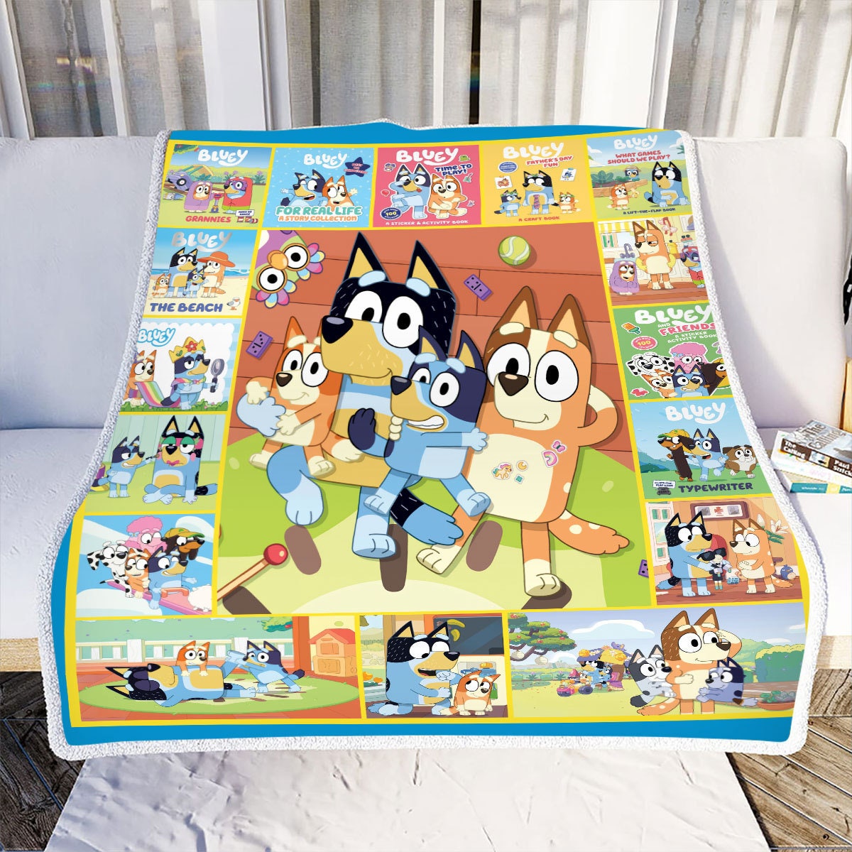 Bluey Fleece Blanket Bluey Family Adult Blanket Cartoon Etsy