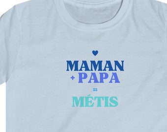 T-Shirt für Jungen, Mama + Papa = Mischling, süßes Retro-T-Shirt, Geschenkidee für Kinder, Geschenkidee für Jungen, trendiges Jungen-Shirt