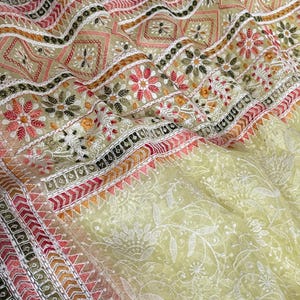 Blue Organza Lucknowi Saree main image 1