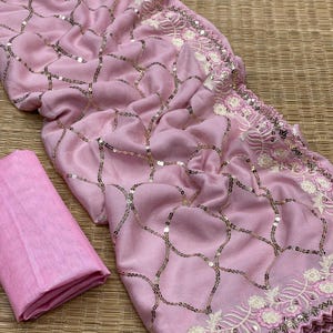 Women Yellow Heavy Chinnon  Designer Saree Collection