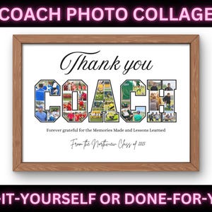 Coach Photo Collage, Printable Gifts For Coach, Personalized Coach Gift, DIY Coach Photo Frame, Sports Photo Collage Gift, Custom Coach Gift