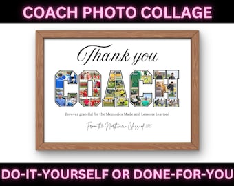 Collage de fotos de entrenador, regalos imprimibles para entrenador, regalo personalizado para entrenador, marco de fotos de entrenador DIY, regalo de collage de fotos deportivas, regalo personalizado para entrenador