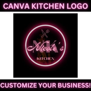 Chef Kitchen Logo Canva Vorlage, bearbeitbares Kochen Business Logo, vorgefertigtes Restaurant Koch Logo Design, DIY Food Service, Sofort Download