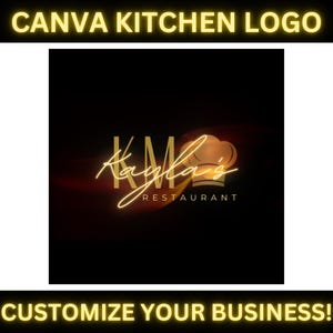 May include: A gold logo design for a restaurant called "Kayla's Restaurant". The logo features a chef's hat and the restaurant name in a stylized font.