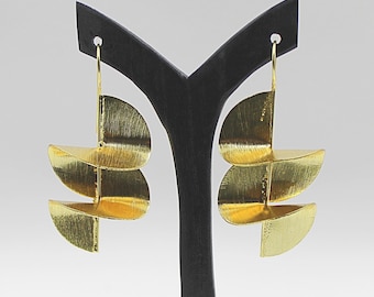 Gold plated helical earrings, Large earrings, Long earrings, original design earrings, statement gold plated earrings, special gift for her