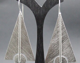 Große Ohrringe, Nacht, Tag, versilbert, Ohrhänger, Original geometrische Designer Ohrringe, Vintage Stil, Art Deco Ohrringe