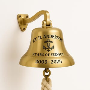 Campana de bronce en homenaje a la jubilación • Bombero/Marina • Escudo y años personalizados • Campana de pared con placa opcional