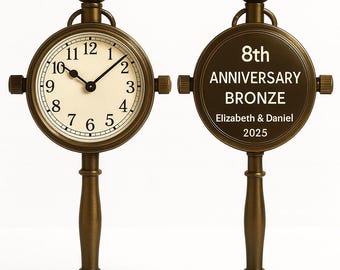 Personalized 8th Anniversary Bronze Desk Clock - Tally Marks Edition
