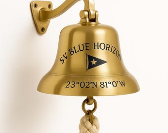 Custom Engraved Brass Boat Bell: Nautical Marine Gift, Yacht Decor