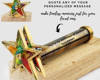 Personalized Brass Kaleidoscope Couple Anniversary Gift | Unique Gift | Custom Engraved Thoughtful Gift Idea | Handmade Affordable Gift
