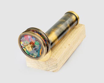 Brass Kaleidoscope With Antique Style Brass Finish And Custom Initials Engraved