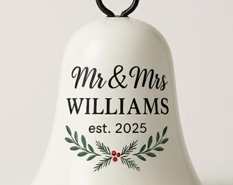 Personalized Mr & Mrs Brass Wedding Bell – Anniversary Keepsake