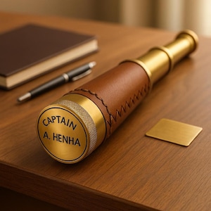Engraved Telescope Brass Spyglass: Personalized Nautical Scope With Wooden Box