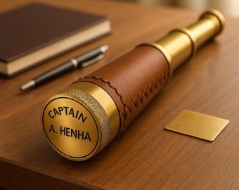 Engraved Telescope Brass Spyglass: Personalized Nautical Scope With Wooden Box