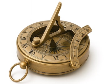 Personalized Brass Sundial Compass: Engraved Coordinates, Graduation Gift