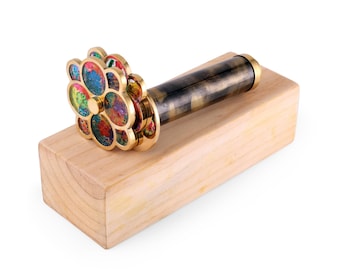 Brass Kaleidoscope: Handcrafted Executive Desk Gift With Steampunk Office Desk Decor