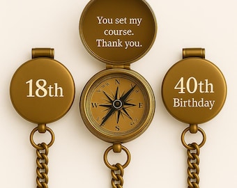 Engraved Brass Compass: Personalized Milestone Birthday Gift