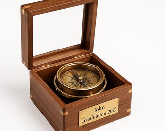Engraved Gimbaled Brass Compass: Executive Retirement Gift, Corporate Logo Option