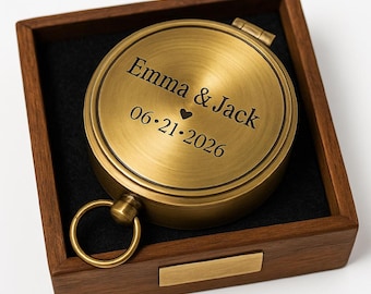 Personalized Compass Brass Anniversary Working Engraved Gift