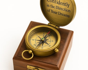 Personalized Brass Compass • Custom Engraved Gift for Him • Graduation | Anniversary | Wedding Keepsake