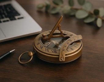 Engraved Compass Brass Sundial Compass With Personalized Coordinates