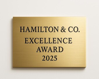 Custom Engraved Brass Logo Plaque – Corporate Award, Office Sign