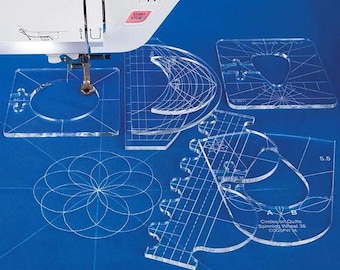 Juego de 6 plantillas de regla para acolchado, acrílico transparente, varios estilos, plantillas de costura para patchwork, kit de bricolaje para acolchado, corte de tela