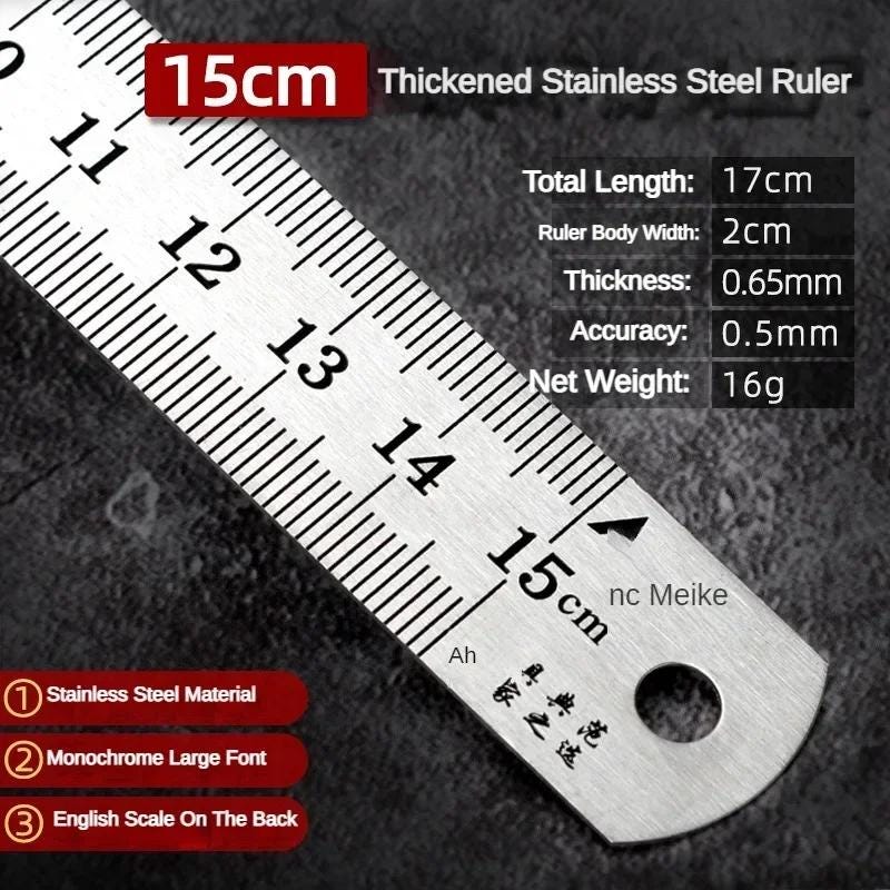 Metal Ruler Size Metal Ruler, Multiple Sizes, Stainless Steel Double Sided Straight ...