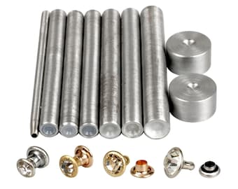 Leather Rivets Kits, Multiple Sizes, Steel Hand Die Tool Press, Stud Setter Setting, Leathercraft Bag Shoes Belt Making, Craft Metalworking